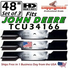 COPPERHEAD 3-PACK 48" JOHN DEERE HEAVY-DUTY HIGH-LIFT BLADES TCU34166 - USA MADE