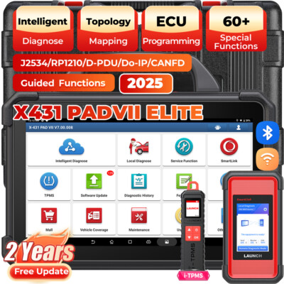 2025 LAUNCH X431 PAD VII ELITE i-TPMS PAD 7 PRO Diagnostic Scan Key Programming