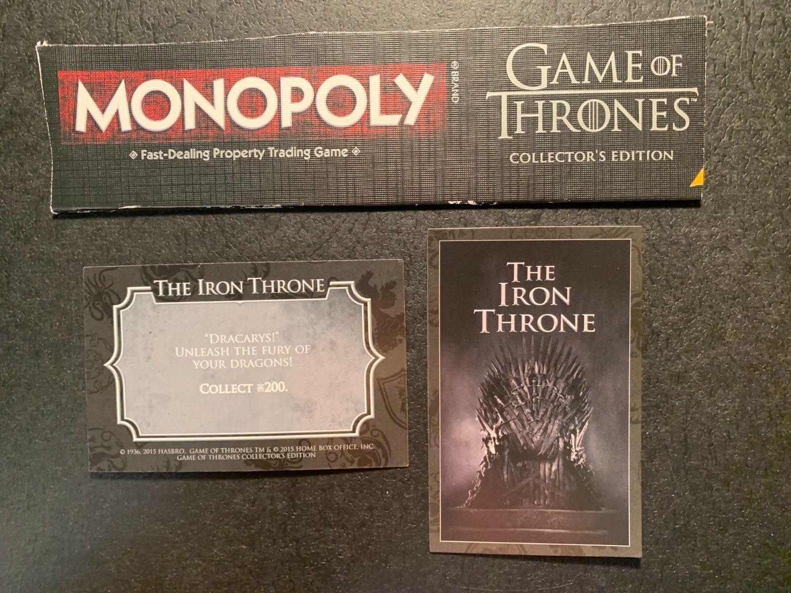 Tarjeta Monopoly Juego de Tronos Trono de Hierro DRACARYS DESATA LA FURIA DE DRAGONES
