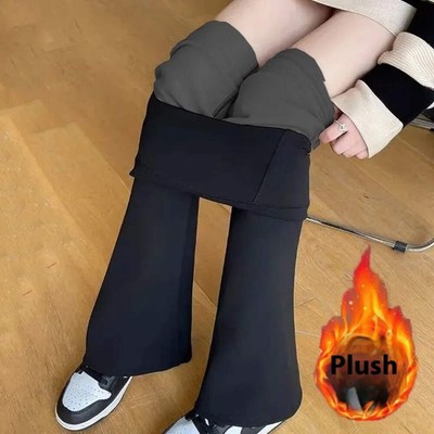 Fleece-lined Thick Shark Pants High Waisted Tuck Pants Slimming And Tight Yoga P
