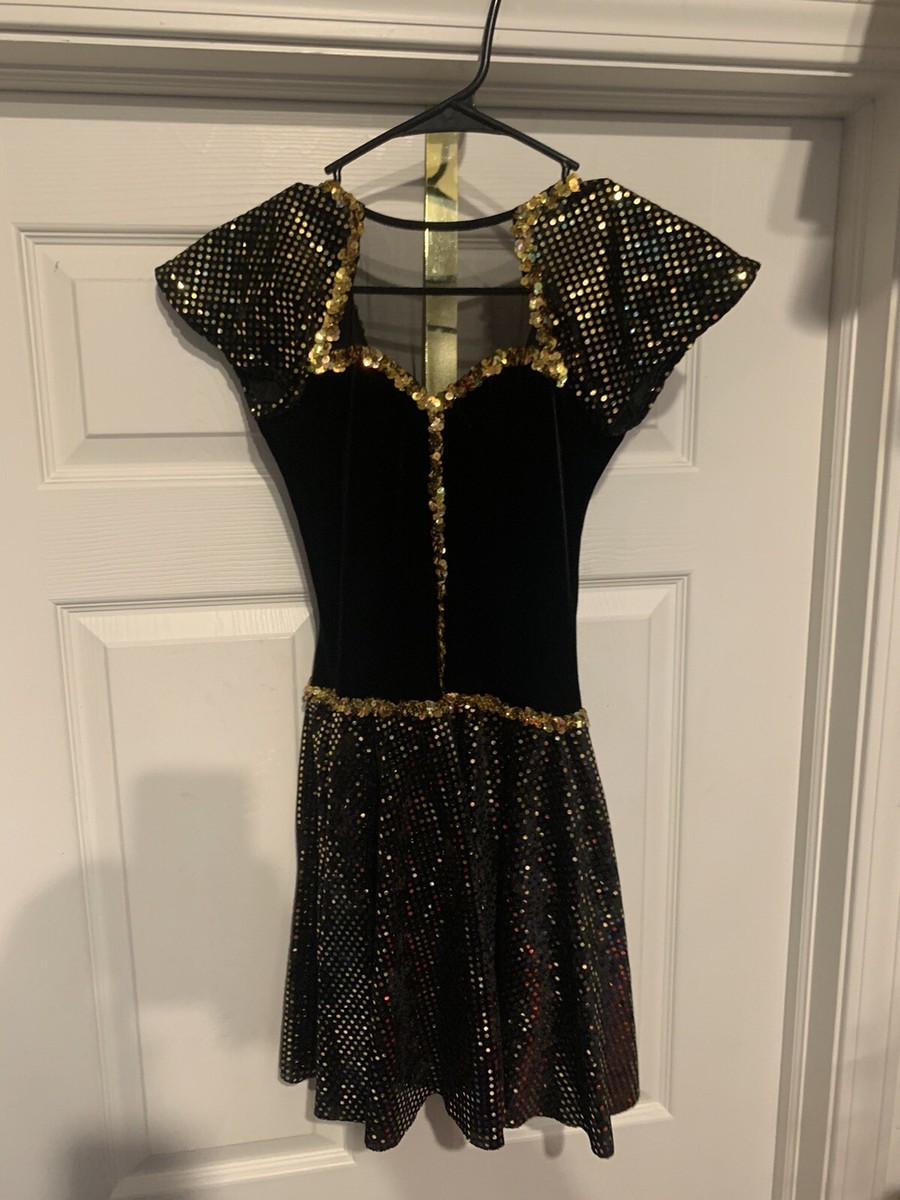 black and gold dance dress Amazon.com: IMEKIS Women's Black X-Large Praise Dance Dress with Gold Metallic Color Block Patchwork, Irregular Hem, Bell Long Sleeve : Clothing, Shoes & Jewelry