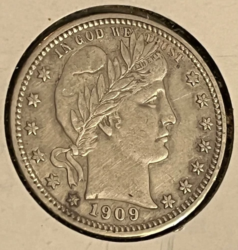 1909 barber Quarter ,  XF , better date