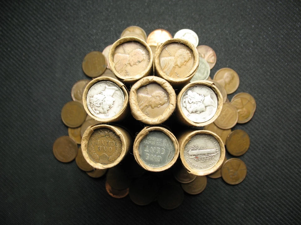 🔥ONE ROLL WHEAT CENT PENNY CENTS ONE 90% SILVER US DIME @ U.S. COIN SALE LOT 🔥 - Image 2 of 4