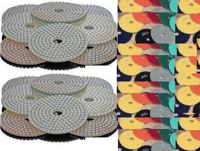 4'' Diamond Polishing Pad 54 PCS Grit 50 100 200 400 1500 Granite Concrete Glass 
