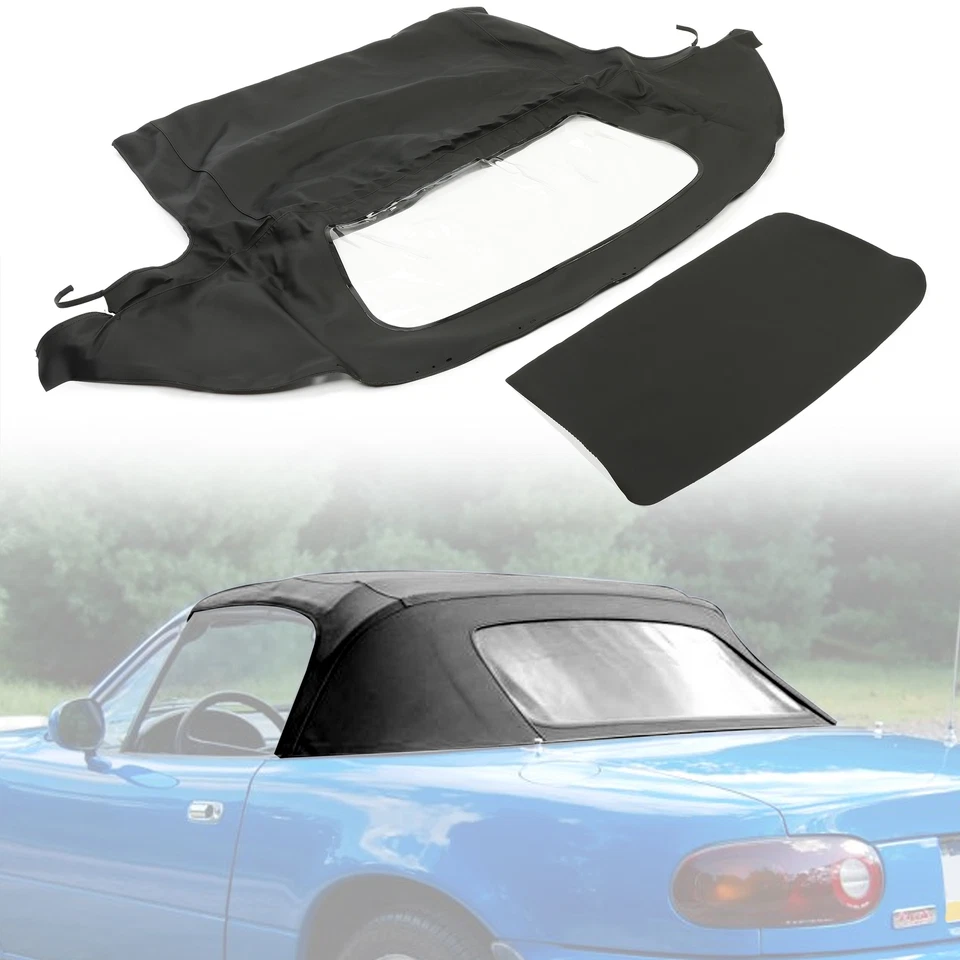 For Mazda Miata 1990-2005 Soft Top Convertible Window Black & Clear Cabrio Foto 2 de 4