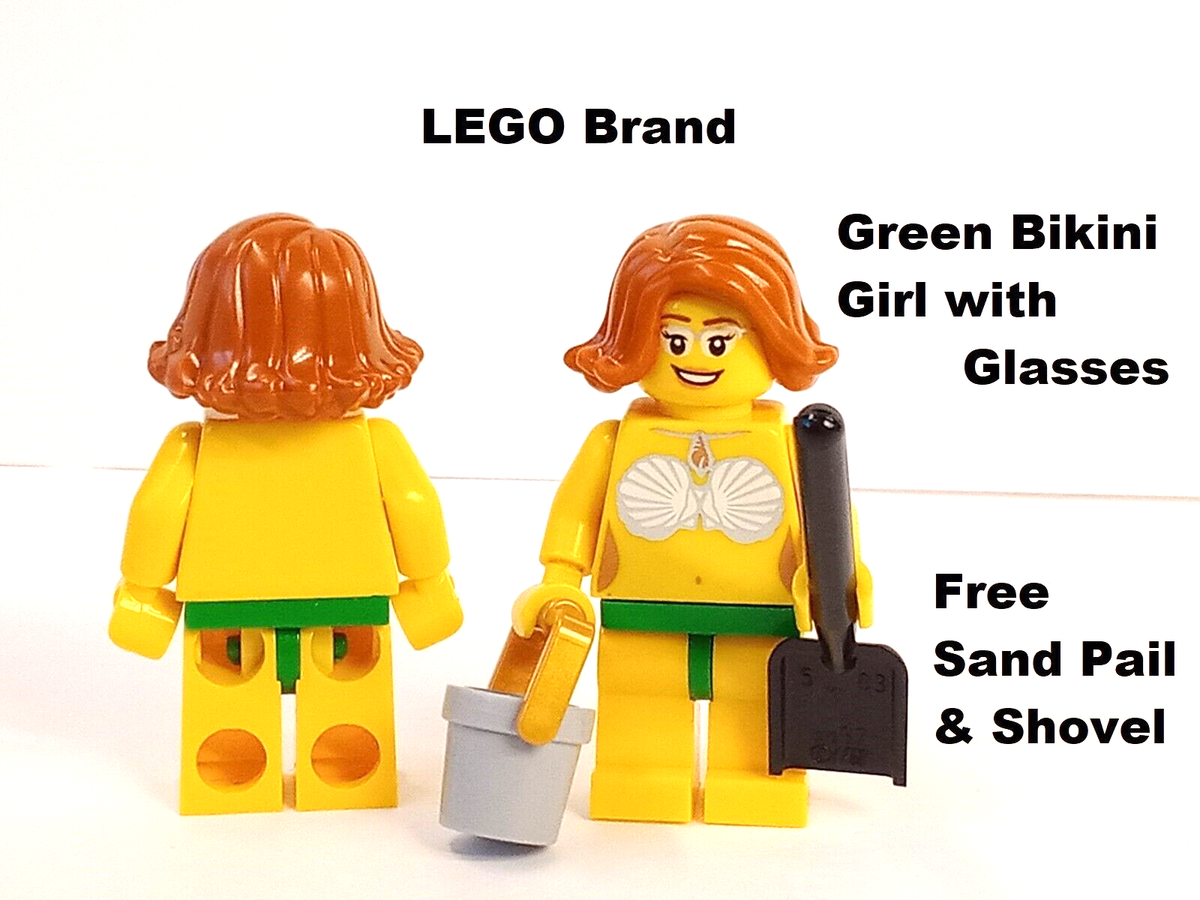 LEGO Minifigure Bikini Girl with GLASSES Clam Shell Beach Body
