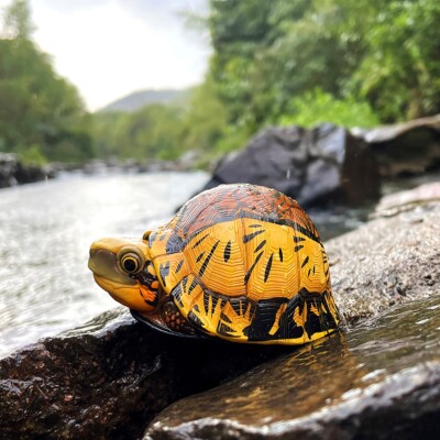 Animal Heavenly Body Indochinese Box Turtle Cuora galbinifrons Statue