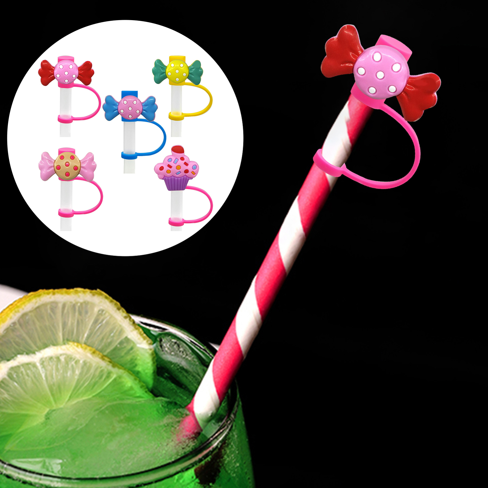 Coldresistant Straw Cover Cups Straw Cover Lollipop Design Straw for