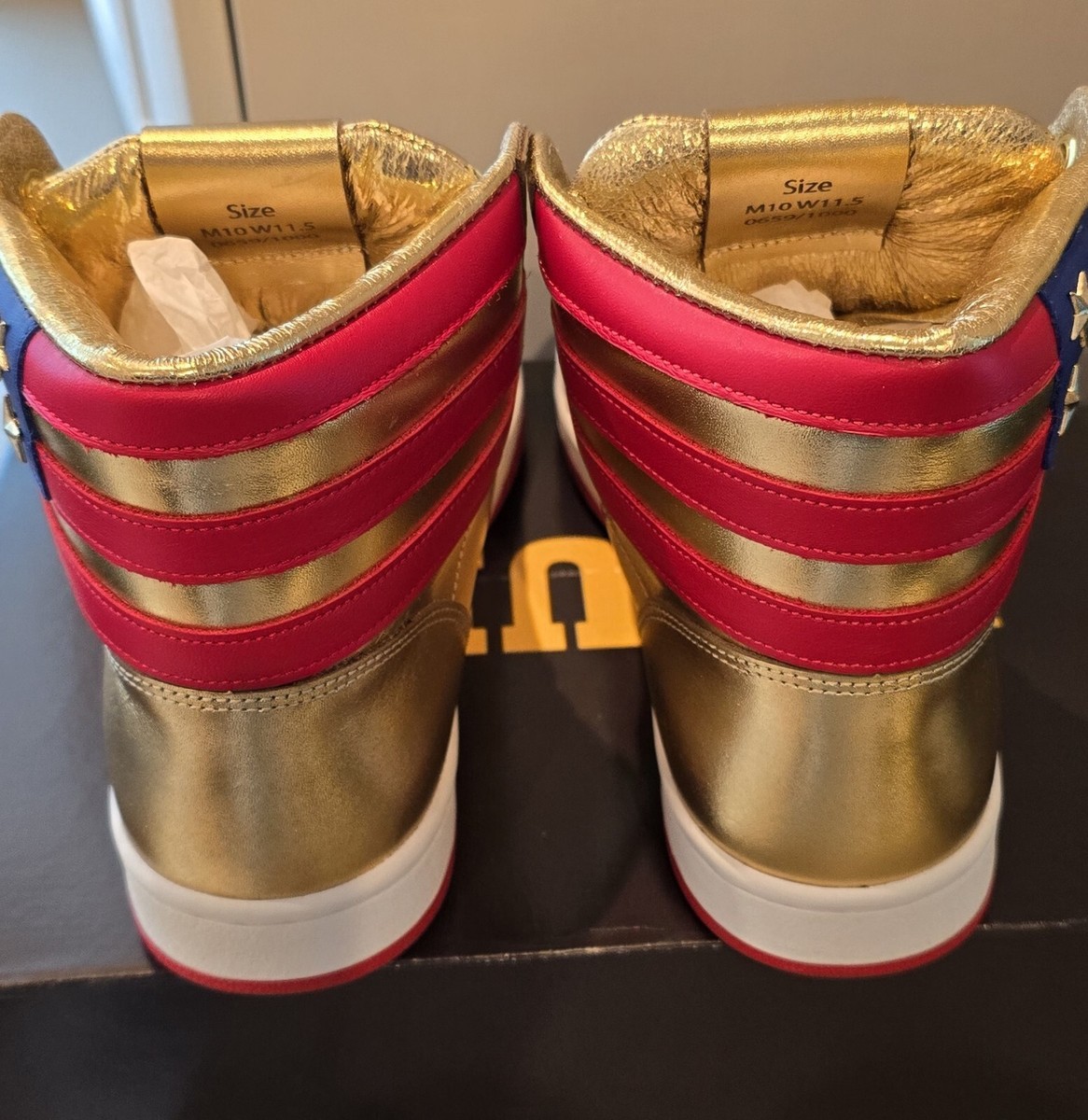 Donald J Trump Gold Sneakers 10M/11.5W Limited Edition #659 "Never  Surrender" | eBay