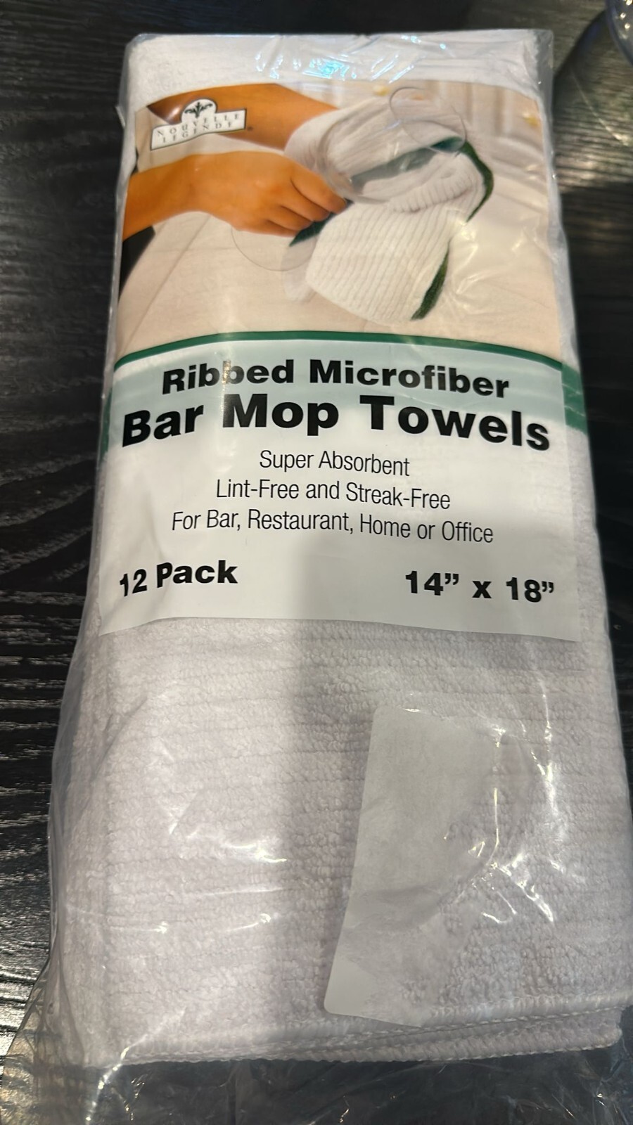 Nouvelle Legende 14 X 18in Ribbed Bar Mop Microfiber Towels (12 Pack) White
