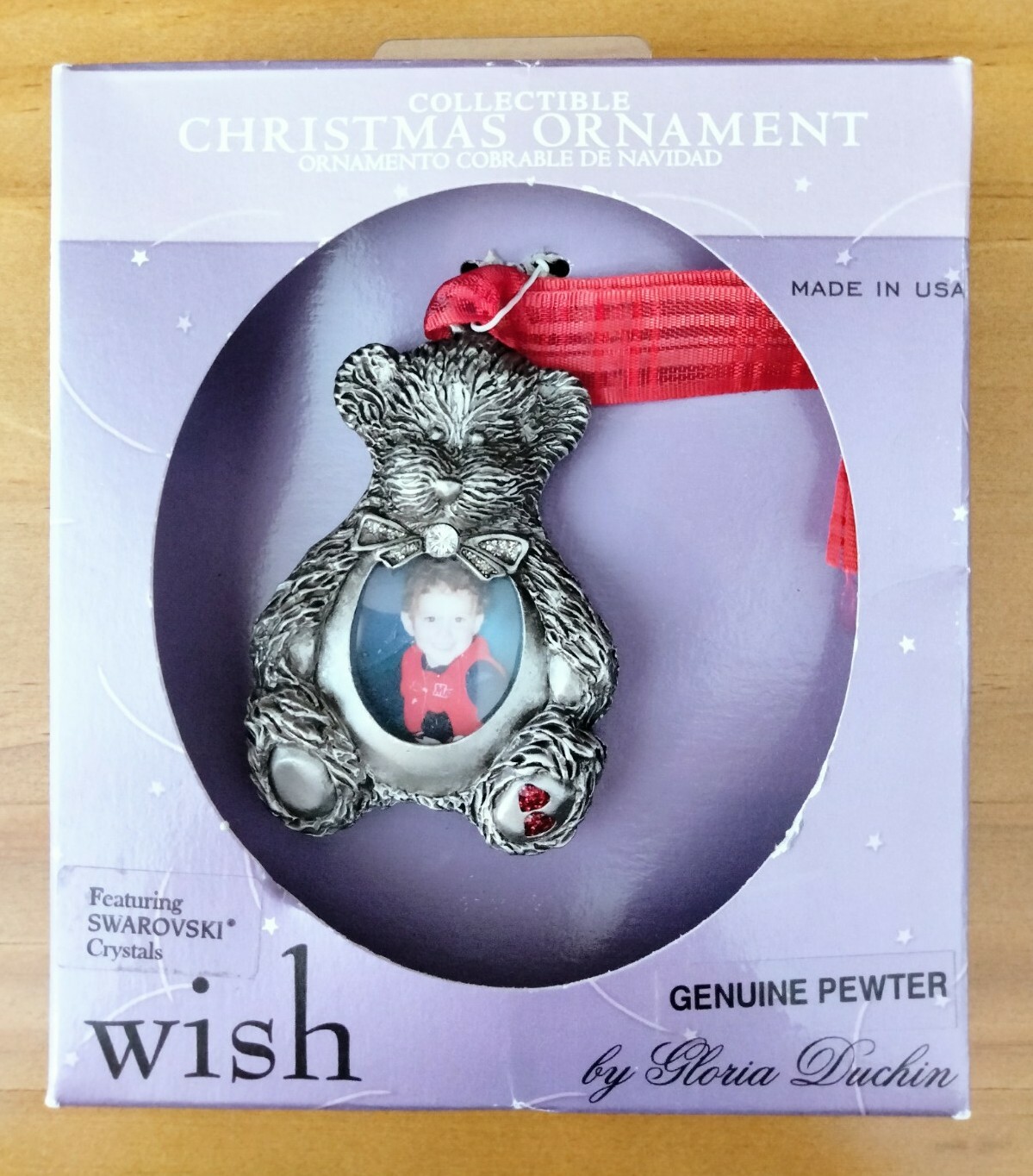 Picture Frame Pewter Christmas Ornament Swarovski Crystals Gloria Duchin USA