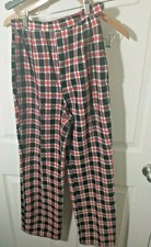 Vintage 1970's Sports-Mates Pleated Woman's BOHO Plaid Disco Pants SZ 10 Japan
