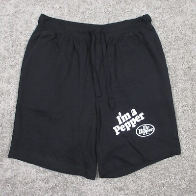 Dr Pepper Shorts Adult Medium Black Solid Sweat Soda Logo