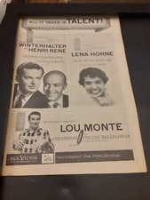 Lena Horne, Lou Monte. Hugo Winterhalter Original 1955 Promo Poster Ad Framed!