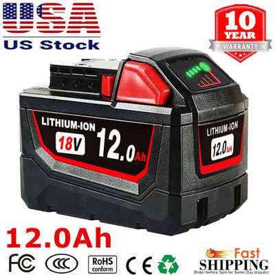 18V 12.0AH Battery For Milwaukee For M18 Lithium Extended Capacity 48-11-1812 US