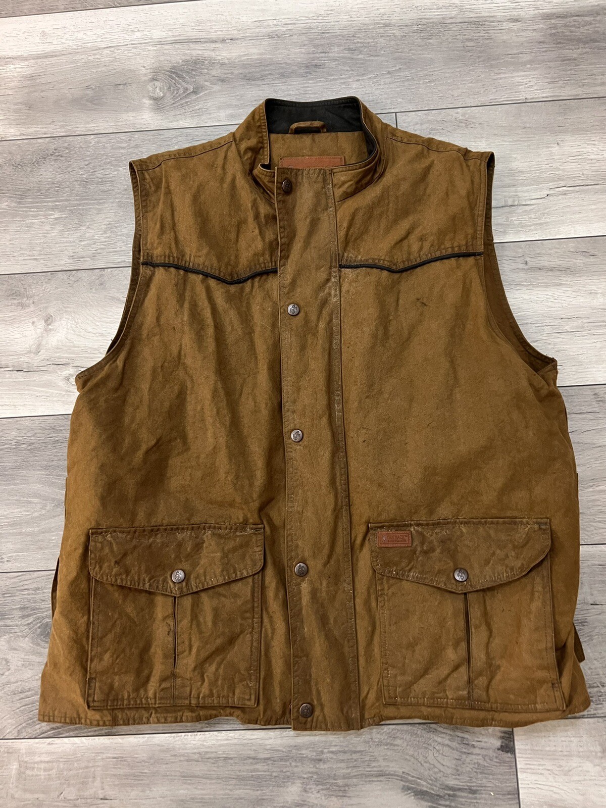 Outback Trading Company Oilskin Vest Mens Brown Flann… Gem