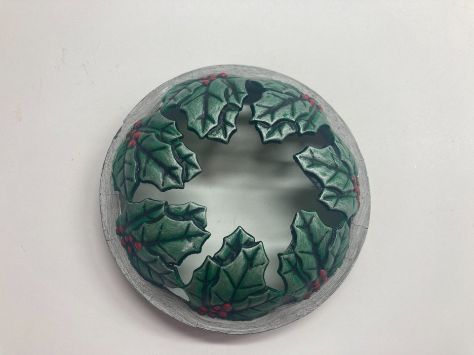 Vintage Candle lid Jar Topper Christmas Holly Berries Metal Holiday eBay