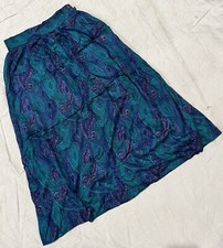 Vintage 80's Paisley Midi Skirt Rayon Size 6 S M
