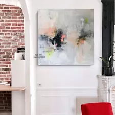 Gray Hand-Painted Oil Painting on Canvas wall Art Abstract Home Decor 24in