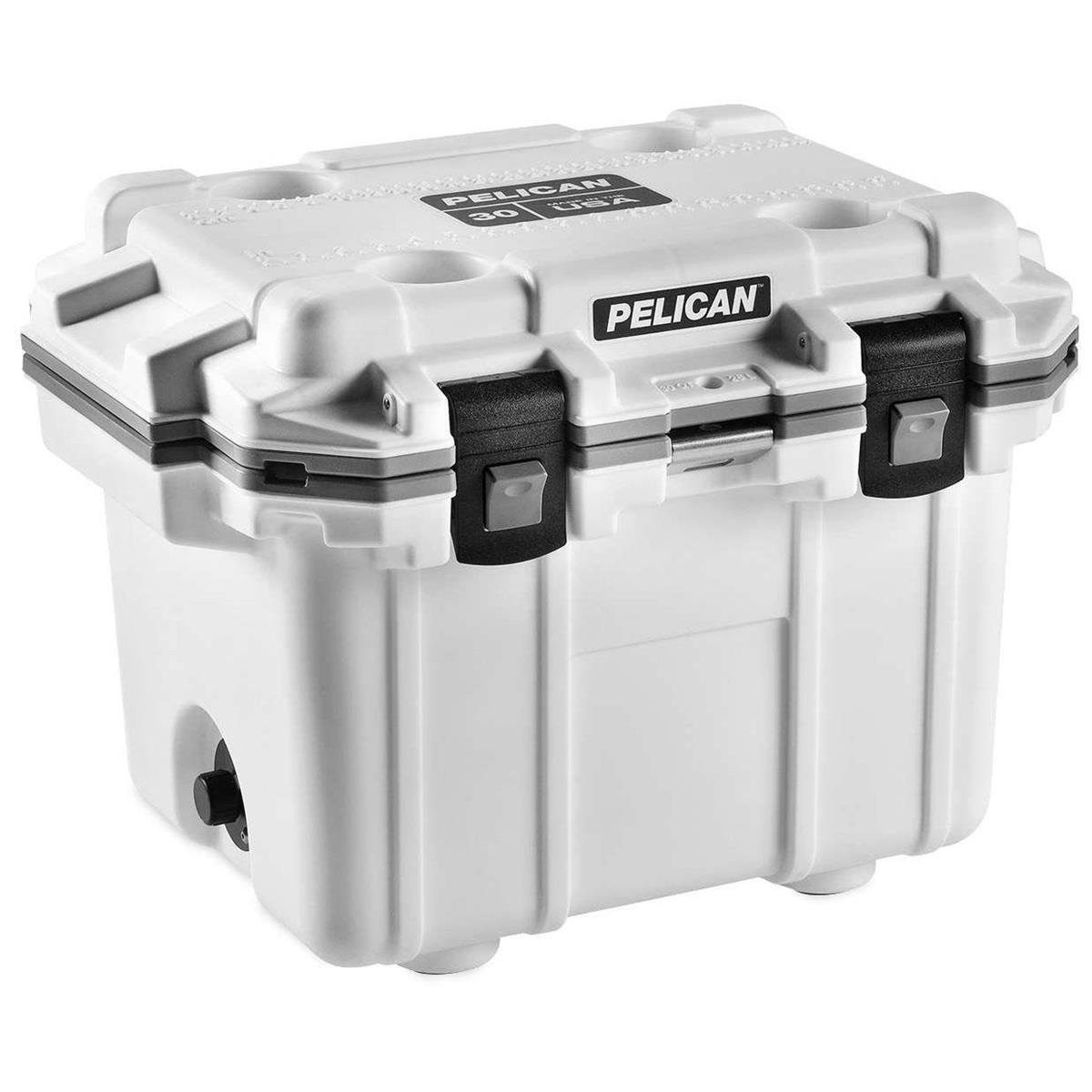 Pelican 30QT Elite Cooler, Hand Carry, White/Gray #30Q-1-WHTGRY