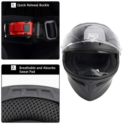 DOT Motorcycle Helmet Adult Street Full Face Orange Matte black T08