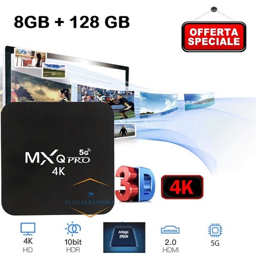 Android Tv Box Internet Smart Tv 16 gb Mxq Pro 4k 8+128 GB Android 11.1 - Foto 3 di 9