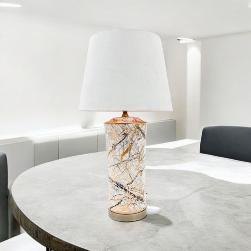 Large Modern Gold Ceramic Table Lamp Pleated Shade Oriental Bird Hall Light 64cm - Picture 2 of 6