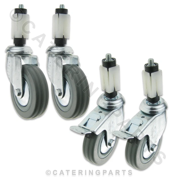 CPUK SET OF 4 x HEAVY DUTY 100mm 4" WHEEL SWIVEL CASTORS FITS 30mm SQUARE LEG TUBING