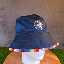 Minnesota Lynx Navy Blue Bucket Hat Bobcat Logo Rainbow Trim Pride Festival Cap