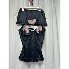 VTG 90s Victoria’s Secret Satin Mesh Heart Lingerie Camisole Garter Skirt Set