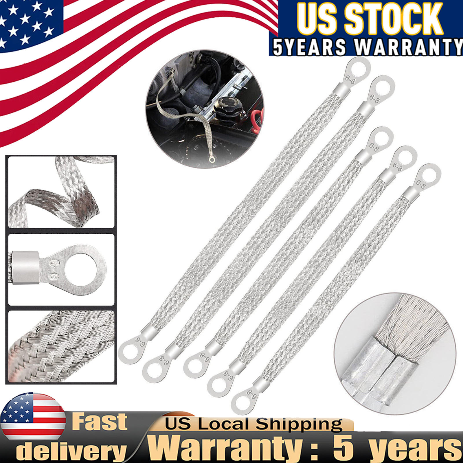 Braided Copper Engine Ground Strap Universal Automotive Truck Grounding Cable