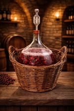 🍇 Weinballon + Weidenkorb + Gummistopfen+ Gärröhrchen, Glasballon, Gärballon