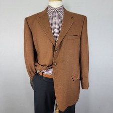 Hickey Freeman Men's Sport Coat Blazer Three Button Brown Cashmere Size 46R