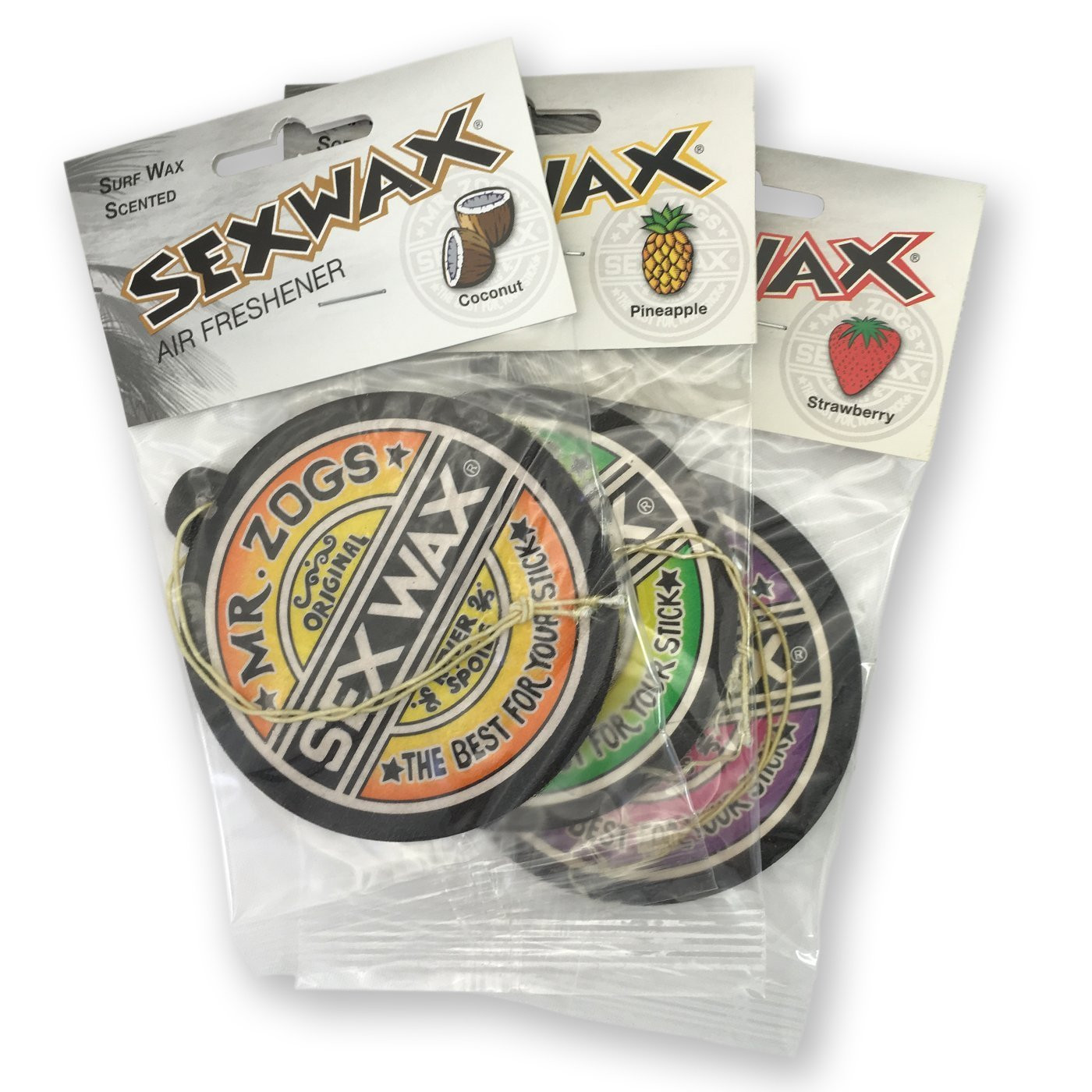 3 Pack Mr Zog's Sexwax Air Fresheners Coconut Strawberry Grape Car Home