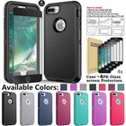 For iPhone 6 6s 7 8 Plus Phone Case Heavy Duty Shockproof With/ 4 Tempered Glass