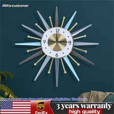 23 Inch Retro Metal Art Sunburst Clock Vintag...