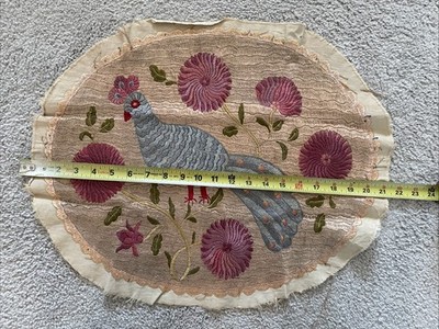 Vintage Hungarian Floral Embroidery Matyó Folk Art Textile Table Topper Kalocsa