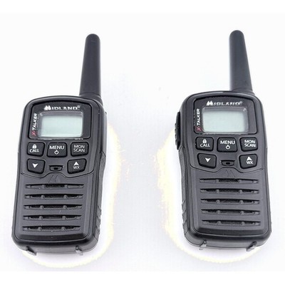 Midland T10 X-Walkie Talkies Pair Black Excellent 22-Ch NOAA Weather Alert