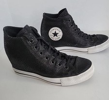 Converse Wedge Hidden Heel Lux Mid Hidden Black White 555154C Women  s Sneaker 9