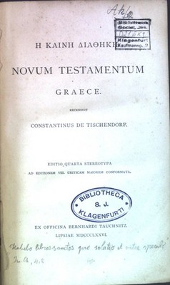 Novum Testamentum Graece. Tischendorf, Constantinus de: