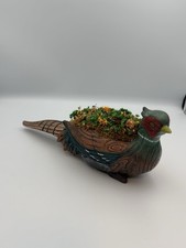 Vtg. Pheasant Ceramic Planter  1989 14&rdquo; Length Signed LaVerne On Bottom