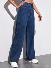 Summer Women's Solid Color Polyester Pants High Waist Straight Leg Casual Style