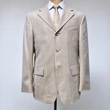 Vintage Oscar de la Renta 3 Button Sport Coat, Beige Silk-Wool Blazer