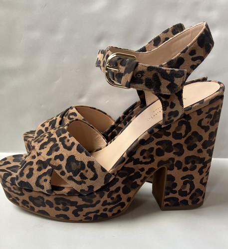 Kate Spade Grace Leopard Plateau Sandalen Leder Staubbeutel Damengröße 8B gebraucht, in einwandfreiem Zustand - Bild 4 von 14