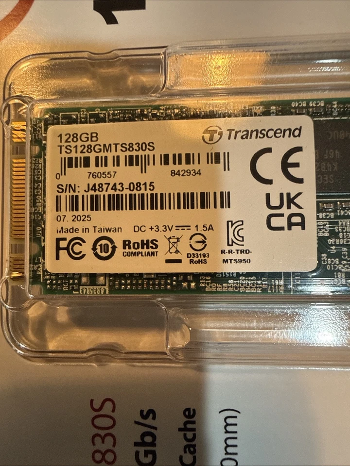 128GB Transcend M.2 2280 80mm SATA III 6Gbps 830S Solid State Drive - Image 2 of 3