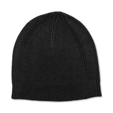 New Mens ALFANI Black Rib Knit Beanie Hat One Size