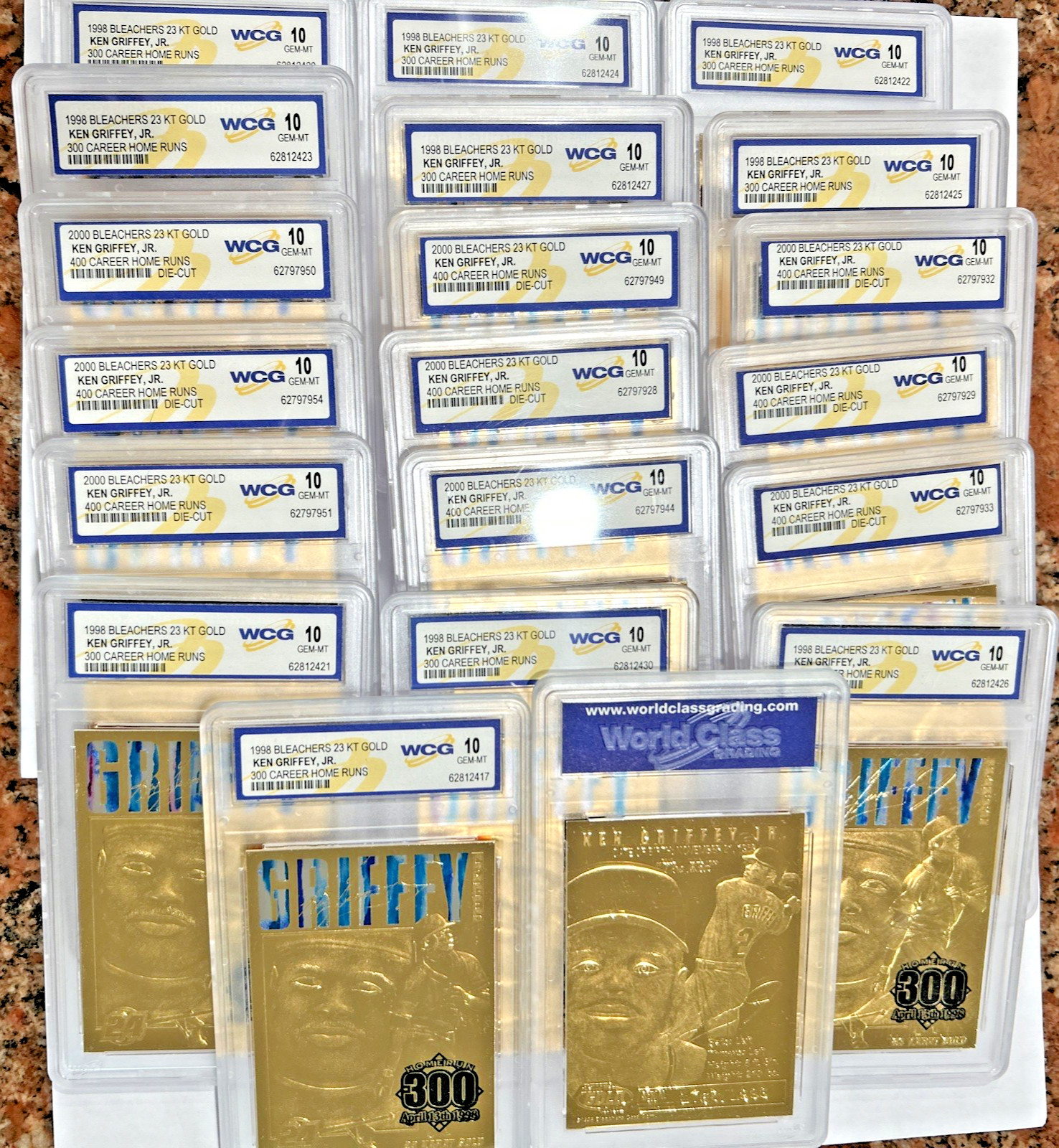 1998 Ken Griffey Jr 23kt Bleachers Baseball Card 300th Home Run LOT x20