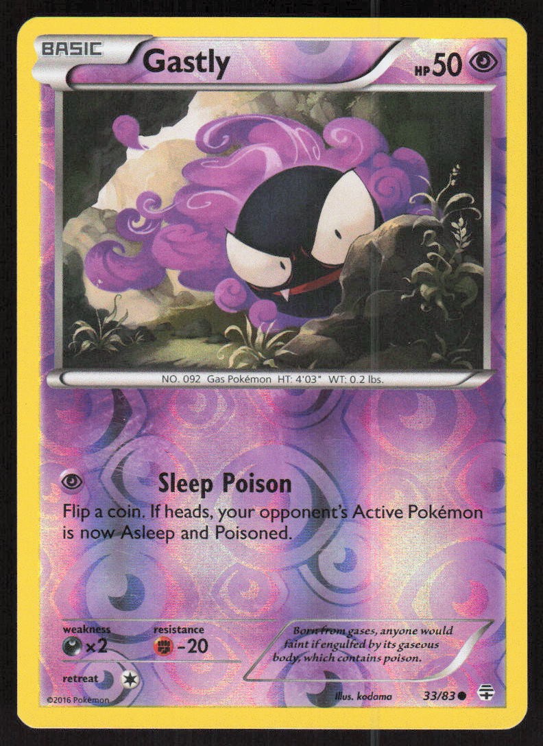Gastly 33/83 Common Generations Pokemon Reverse Holo Lightly Played