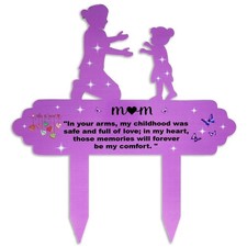 Mom Memorial Plaques for Grave Decorations for Cemetery, Metal Sympathy Grave...