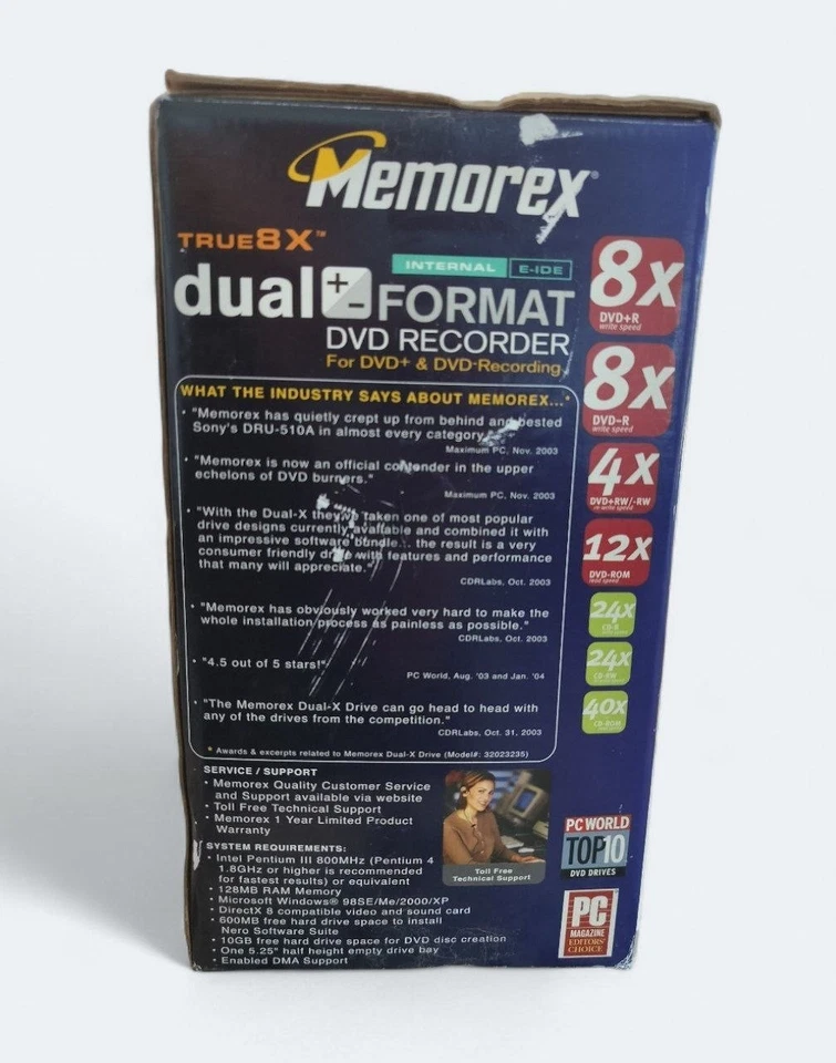 MEMOREX TRUE8X 40X/12X IDE ATAPI Internal Desktop DVD Burner Writer Drive Black - Image 2 of 4